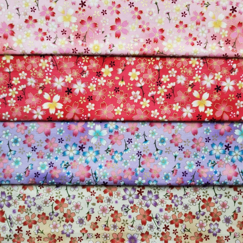 Japanese Home Textiles - Bawełniana złota folia z nadrukiem Tkanina