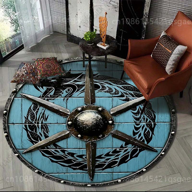 Luxury Home Textiles Usa - Dywan okrągły z motywem niebieskiego smoka,