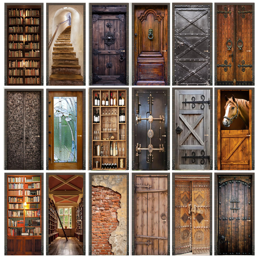 Home Textiles Perth - Wooden Door Mural Decal Sticker Peel