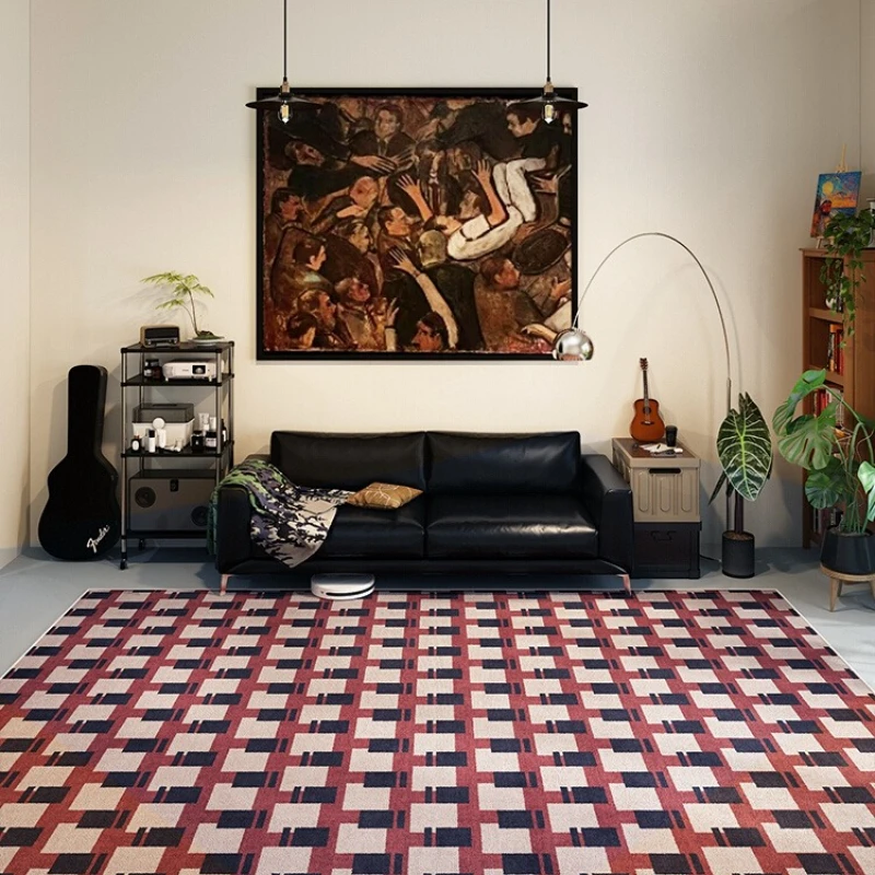 Home Lines Textiles - Retro dywan w kratę do salonu,