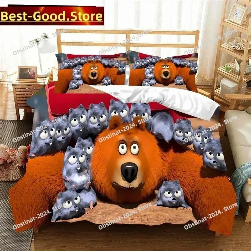 Bed Sheet Microfiber - Komplet pościeli 3D G-Grizzy i Lemmingi,