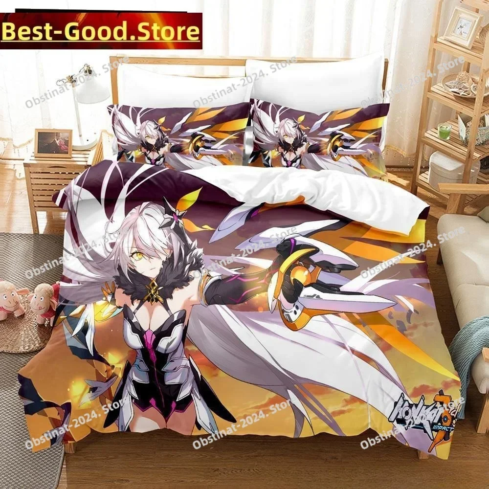 Bed Sheet Microfiber - Zestaw pościeli z motywem gry Honkai