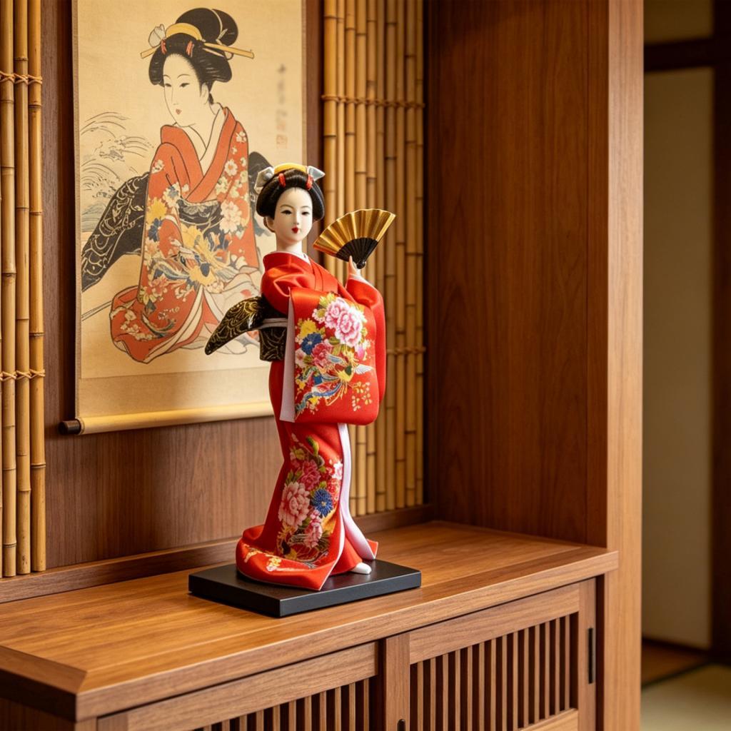 Japońska figurka gejshi w kimo – Japanese Home Textiles recenzja i cena